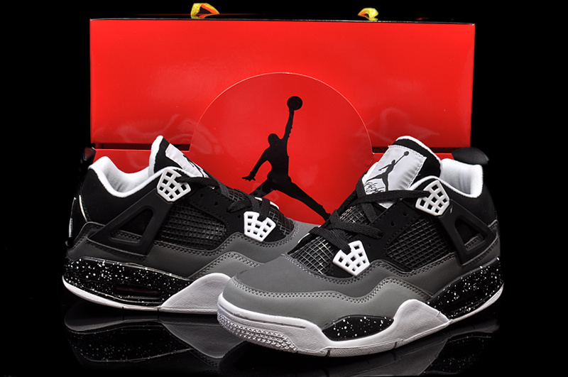 Air Jordan 4 Men Shoes Black/Gray Online